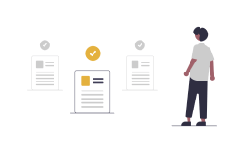 Graphic showing a marketing intern receiving structured feedback