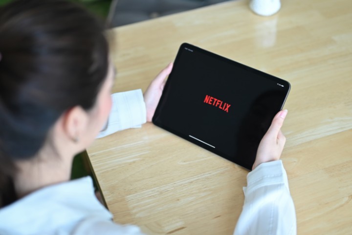 Close-up of Netflix on a tablet screen