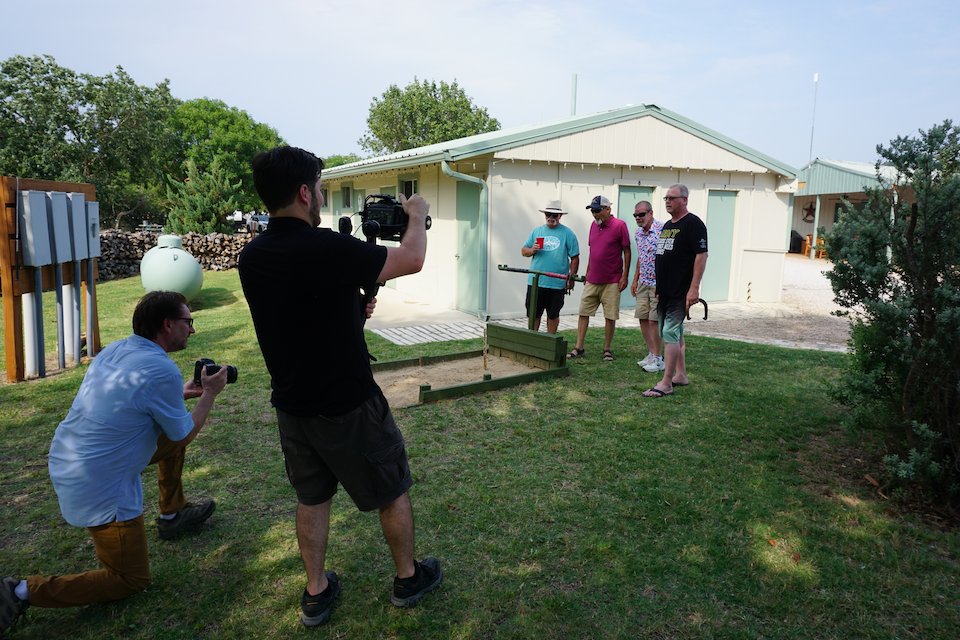 NLT Marketing team filming a lifestyle scene at Miller Creek RV park